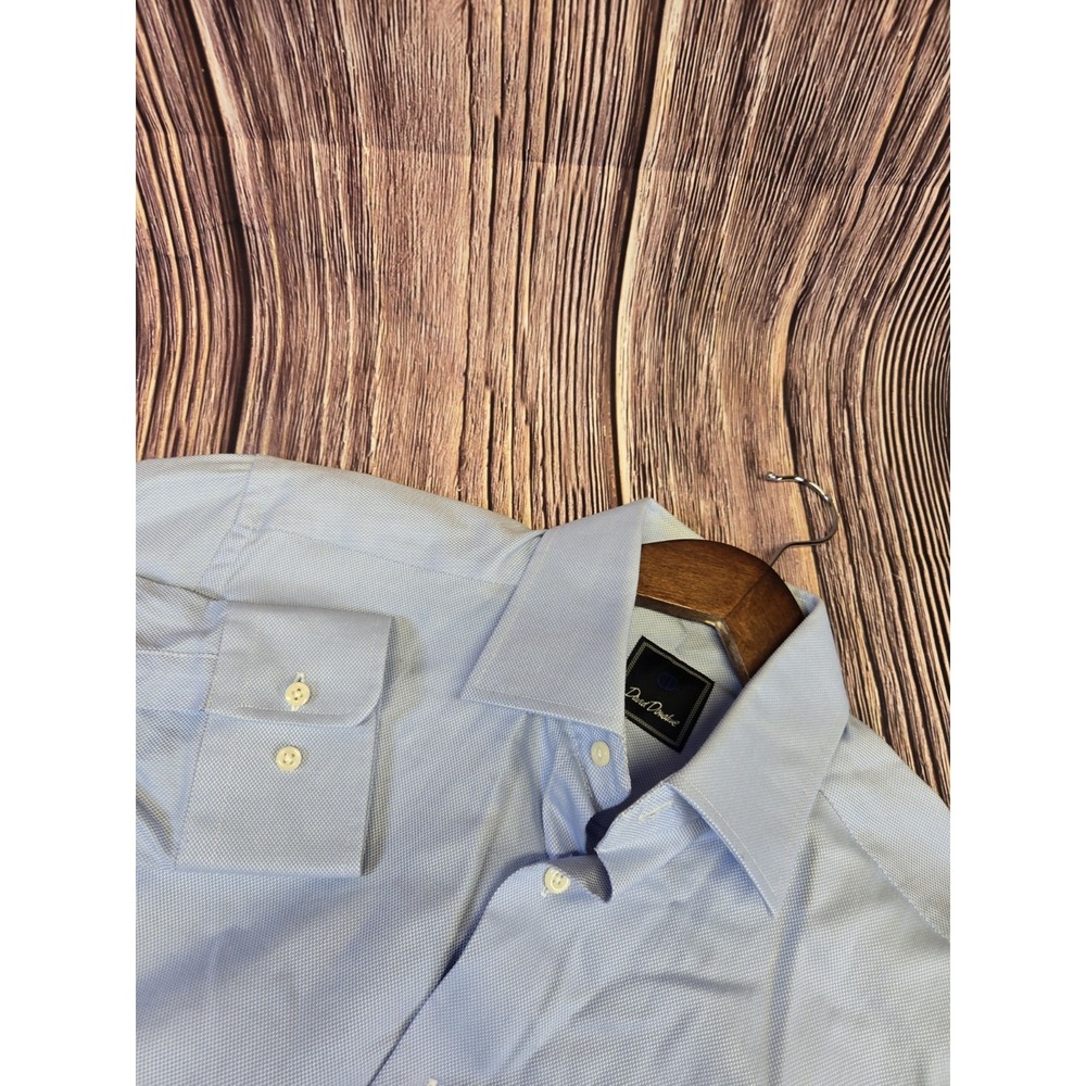 David Donahue Dress Shirt‎ Mens L/S 15 32/33 Blue Regular Fit Cotton Button Up
